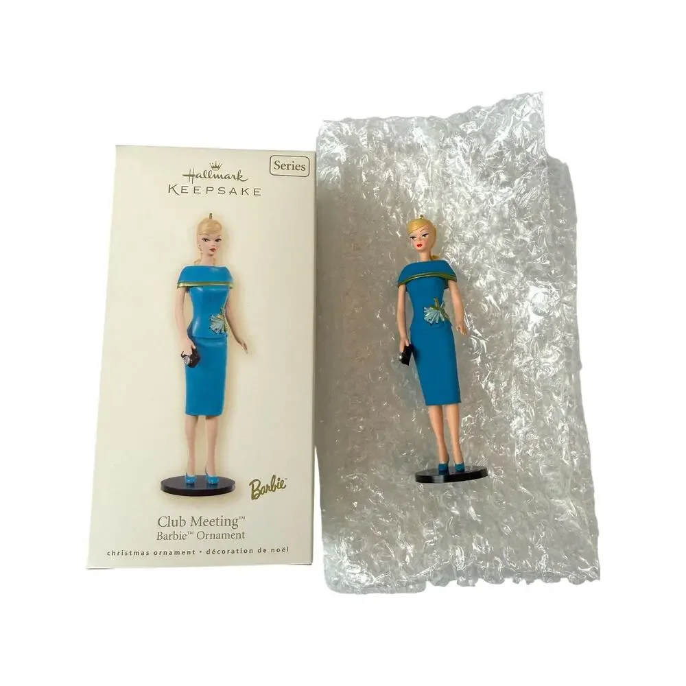 Vintage Hallmark Barbie Ornament 2008 Club Meeting QX2861 in Box Keepsake Blue